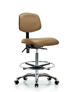 Neta ECOM Vinyl High Bench Height Chair - Chrome Base Tilt Chrome
