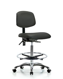 Neta ECOM Vinyl High Bench Height Chair - Chrome Base Tilt Chrome