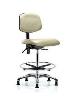 Neta ECOM Vinyl High Bench Height Chair - Chrome Base Tilt Chrome
