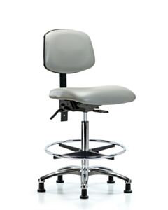 Neta ECOM Vinyl High Bench Height Chair - Chrome Base Tilt Chrome