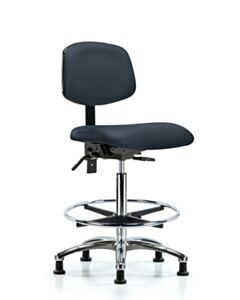 Neta ECOM Vinyl High Bench Height Chair - Chrome Base Tilt Chrome