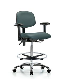 Neta ECOM Vinyl High Bench Height Chair - Chrome Base Tilt Arms