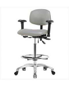 Neta ECOM Vinyl High Bench Height Chair - Chrome Base Tilt Arms