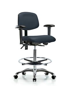 Neta ECOM Vinyl High Bench Height Chair - Chrome Base Tilt Arms