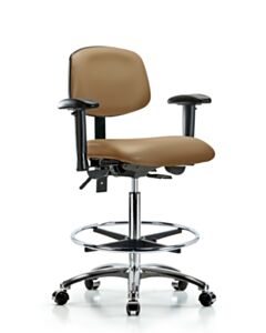Neta ECOM Vinyl High Bench Height Chair - Chrome Base Tilt Arms