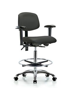 Neta ECOM Vinyl High Bench Height Chair - Chrome Base Tilt Arms