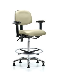 Neta ECOM Vinyl High Bench Height Chair - Chrome Base Tilt Arms