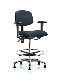 Neta ECOM Vinyl High Bench Height Chair - Chrome Base Tilt Arms