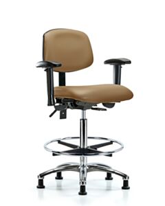Neta ECOM Vinyl High Bench Height Chair - Chrome Base Tilt Arms