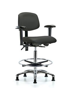 Neta ECOM Vinyl High Bench Height Chair - Chrome Base Tilt Arms