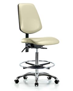 Neta ECOM Vinyl High Bench Height Chair - Medium Back Chrome Base
