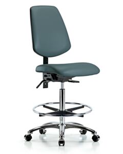 Neta ECOM Vinyl High Bench Height Chair - Medium Back Chrome Base