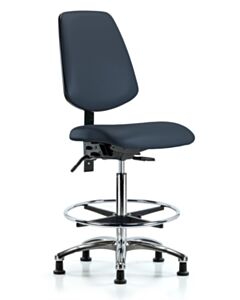 Neta ECOM Vinyl High Bench Height Chair - Medium Back Chrome Base