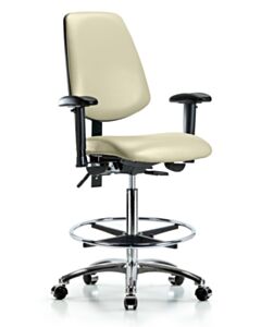 Neta ECOM Vinyl High Bench Height Chair - Medium Back Chrome Base
