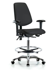 Neta ECOM Vinyl High Bench Height Chair - Medium Back Chrome Base