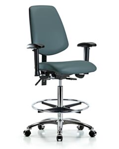 Neta ECOM Vinyl High Bench Height Chair - Medium Back Chrome Base