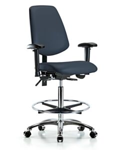 Neta ECOM Vinyl High Bench Height Chair - Medium Back Chrome Base