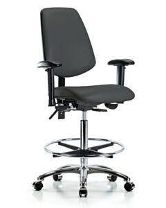 Neta ECOM Vinyl High Bench Height Chair - Medium Back Chrome Base