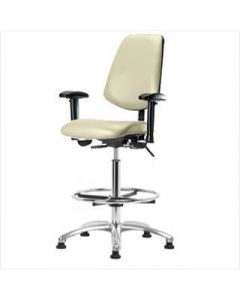 Neta ECOM Vinyl High Bench Height Chair - Medium Back Chrome Base