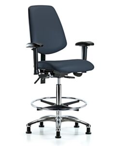 Neta ECOM Vinyl High Bench Height Chair - Medium Back Chrome Base