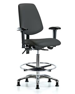 Neta ECOM Vinyl High Bench Height Chair - Medium Back Chrome Base