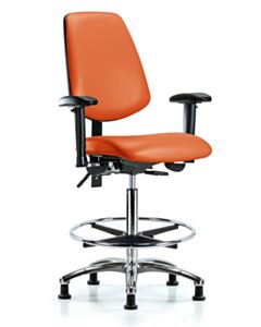 Neta ECOM Vinyl High Bench Height Chair - Medium Back Chrome Base