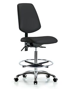 Neta ECOM Vinyl High Bench Height Chair - Medium Back Chrome Base