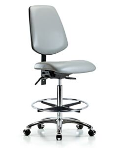 Neta ECOM Vinyl High Bench Height Chair - Medium Back Chrome Base