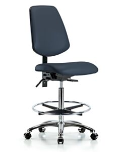 Neta ECOM Vinyl High Bench Height Chair - Medium Back Chrome Base