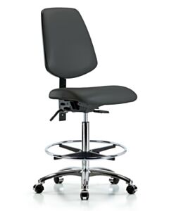 Neta ECOM Vinyl High Bench Height Chair - Medium Back Chrome Base