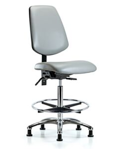 Neta ECOM Vinyl High Bench Height Chair - Medium Back Chrome Base