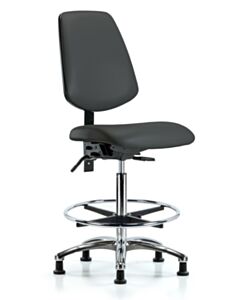 Neta ECOM Vinyl High Bench Height Chair - Medium Back Chrome Base