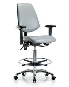 Neta ECOM Vinyl High Bench Height Chair - Medium Back Chrome Base