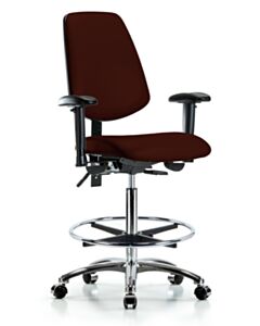 Neta ECOM Vinyl High Bench Height Chair - Medium Back Chrome Base