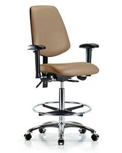 Neta ECOM Vinyl High Bench Height Chair - Medium Back Chrome Base