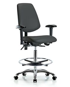 Neta ECOM Vinyl High Bench Height Chair - Medium Back Chrome Base