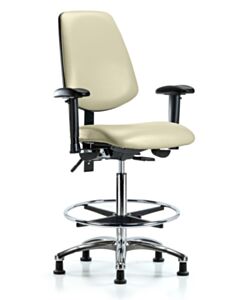 Neta ECOM Vinyl High Bench Height Chair - Medium Back Chrome Base