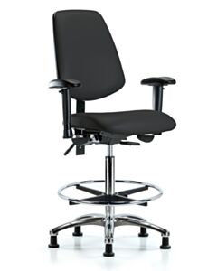 Neta ECOM Vinyl High Bench Height Chair - Medium Back Chrome Base