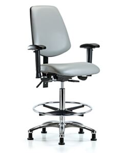 Neta ECOM Vinyl High Bench Height Chair - Medium Back Chrome Base