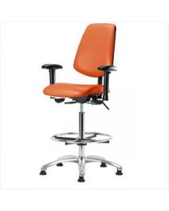 Neta ECOM Vinyl High Bench Height Chair - Medium Back Chrome Base