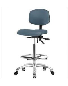 Neta ECOM Vinyl Medium Bench Height Chair - Chrome Base Chrome Foot