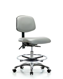 Neta ECOM Vinyl Medium Bench Height Chair - Chrome Base Chrome Foot