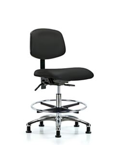 Neta ECOM Vinyl Medium Bench Height Chair - Chrome Base Chrome Foot
