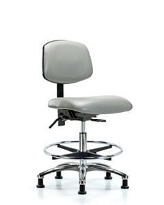 Neta ECOM Vinyl Medium Bench Height Chair - Chrome Base Chrome Foot