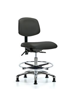 Neta ECOM Vinyl Medium Bench Height Chair - Chrome Base Chrome Foot