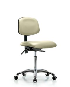 Neta ECOM Vinyl Medium Bench Height Chair - Chrome Base Chrome Casters