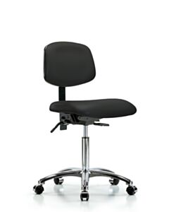 Neta ECOM Vinyl Medium Bench Height Chair - Chrome Base Chrome Casters