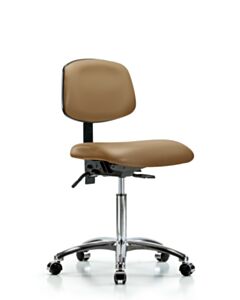 Neta ECOM Vinyl Medium Bench Height Chair - Chrome Base Chrome Casters