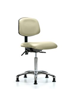 Neta ECOM Vinyl Medium Bench Height Chair - Chrome Base Glides Adobe