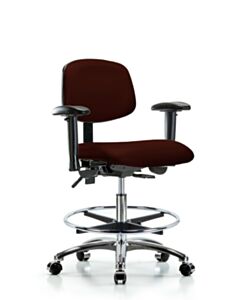 Neta ECOM Vinyl Medium Bench Height Chair - Chrome Base Arms Chrome